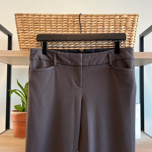 Express Columnist Barely Boot Mid-Rise Brown Woven Career Dress Pant Trouser, 8 - Picture 4 of 9